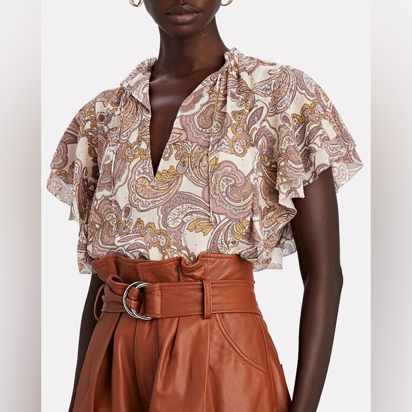 Intermix | Carolina Paisley Silk Chiffon Top Small - Picture 7 of 8